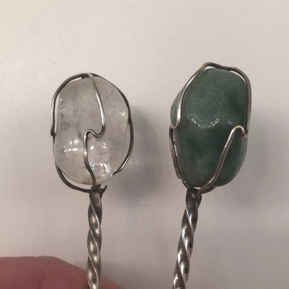 Vintage cocktail stirring spoons with gemstones - Picture 7 of 7